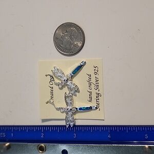 925 sterling silver blue opal dragonfly earrings